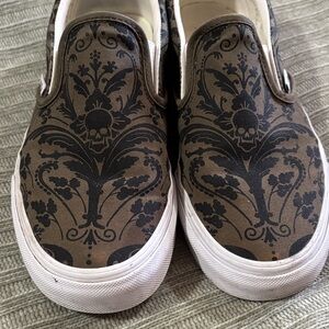 Dark green and Black Patterned Slip-On Shoes